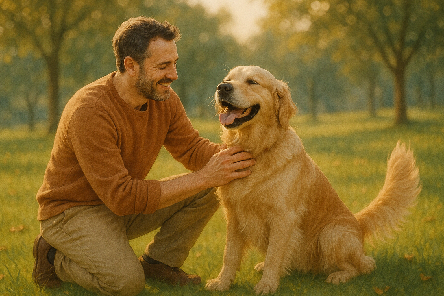 Make an image with happy dog and maybe dog parent so it fit to the shop branding